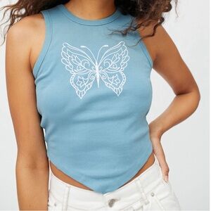 UO Renewal Butterfly Tie-Back Tank Top in Blue
